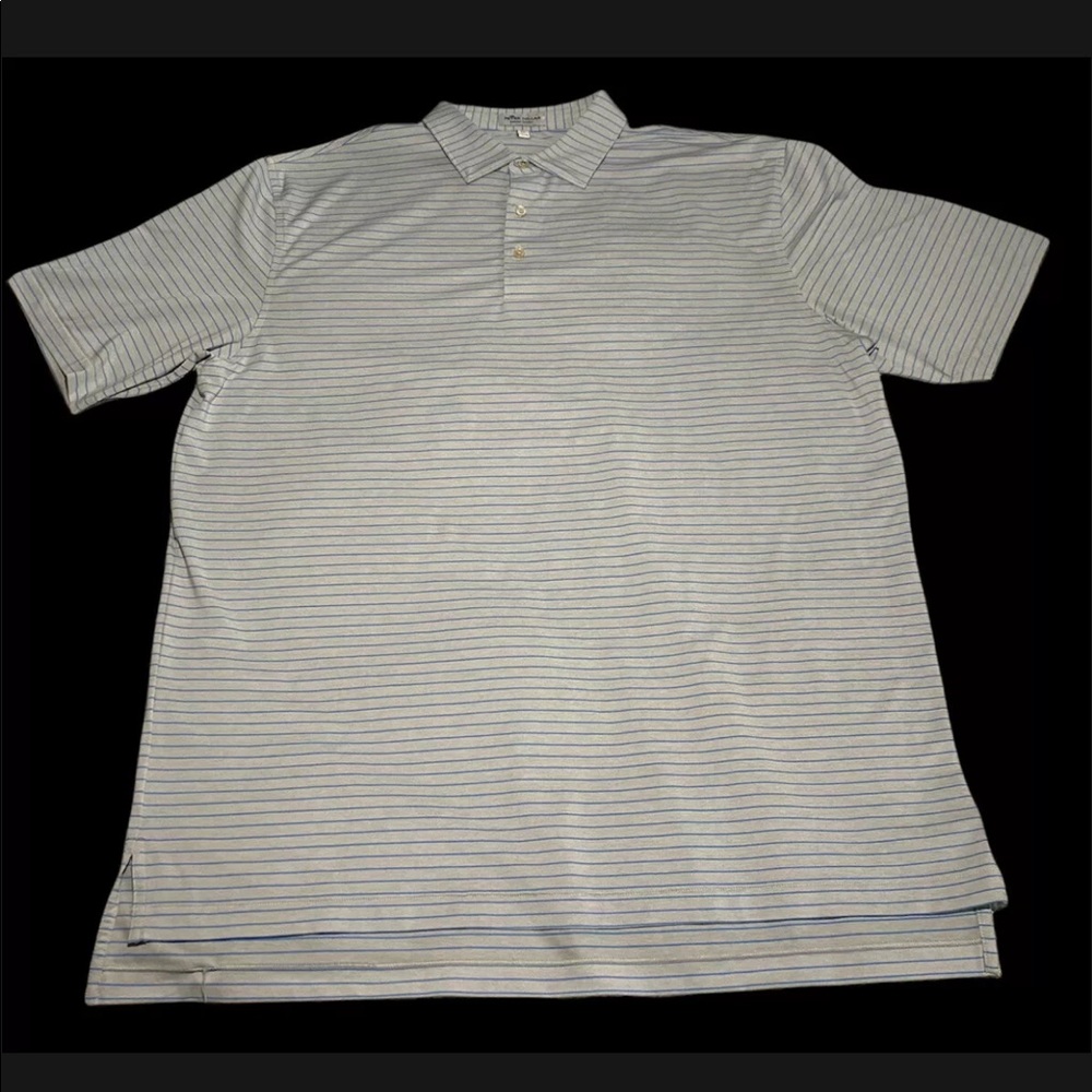 Mens Peter Millar Golf Shirt Size XL Blue Grey Gray Striped Polo Summer Comfort